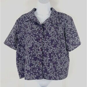 Vintage 90’s Women’s Cropped Blouse Size XL Floral Button Cassino Boxy Y2K